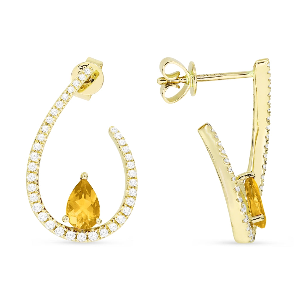 Madison L 14K Yellow Gold Citrine Pear Drop Earrings - style E1466CTY