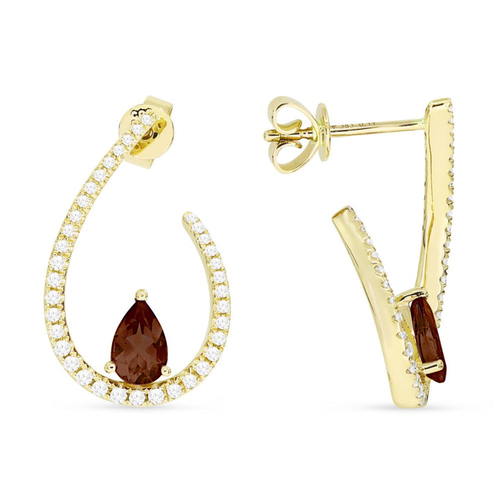 Madison L 14K Yellow Gold Garnet Pear Drop Earrings - style E1466GAY