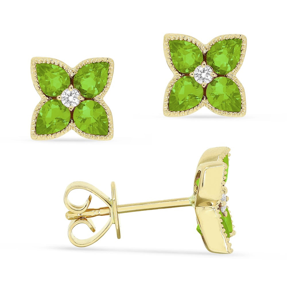 Madison L 14K Yellow Gold Peridot Flower Stud Earrings - style E1480PRY