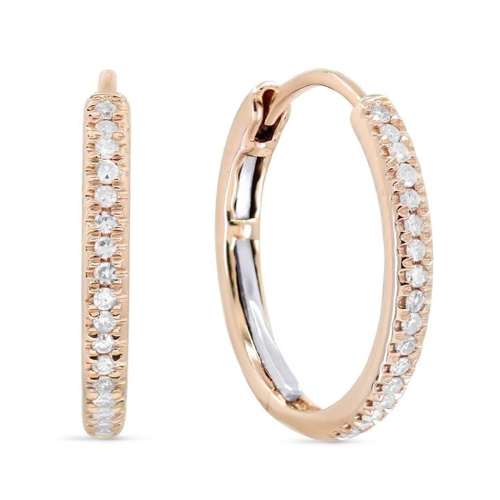 Madison L 14K Rose Gold Diamond Huggie Hoop Earrings - style E1484P