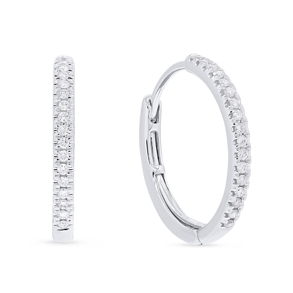 Madison L 14K White Gold Diamond Huggie Hoop Earrings - style E1484W