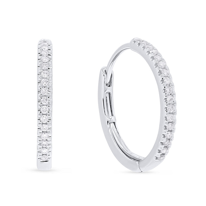 Madison L 14K White Gold Diamond Huggie Hoop Earrings - style E1484W