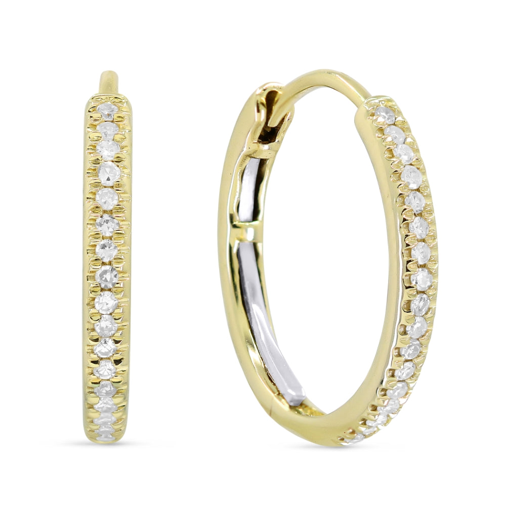 Madison L 14K Yellow Gold Diamond Huggie Hoop Earrings - style E1484Y