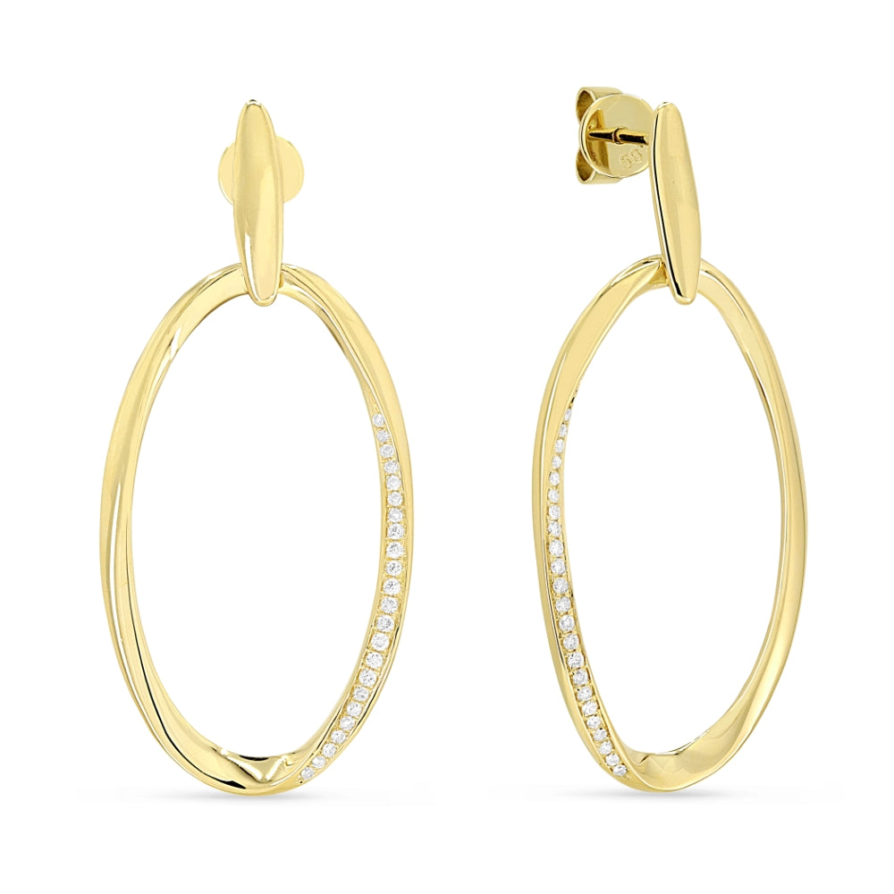 Madison L 14K Yellow Gold Diamond Oval Hoop Earrings - style E1491Y