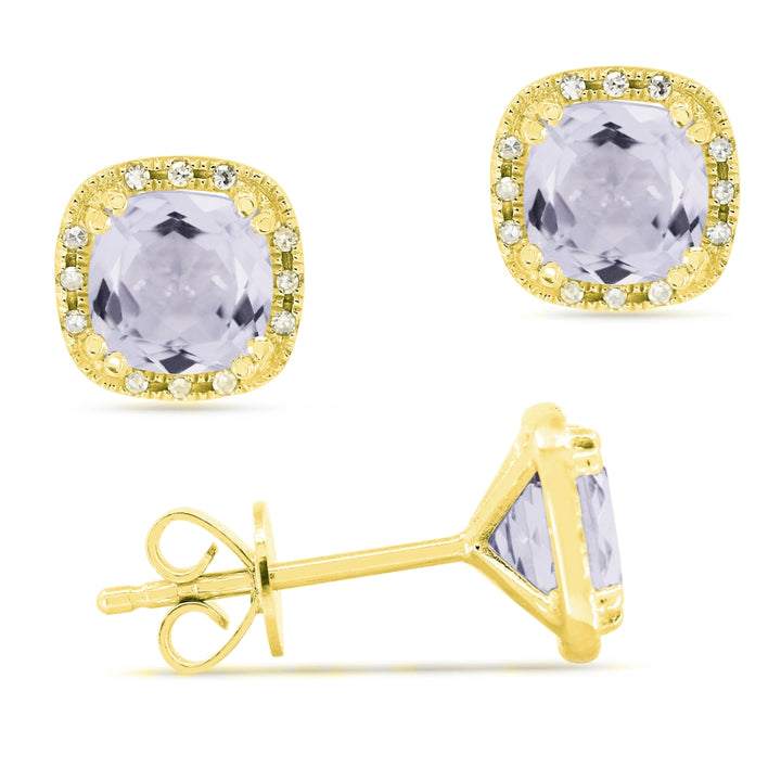Madison L 14K Yellow Gold White Topaz Cushion Stud Earrings - style E1516WTY