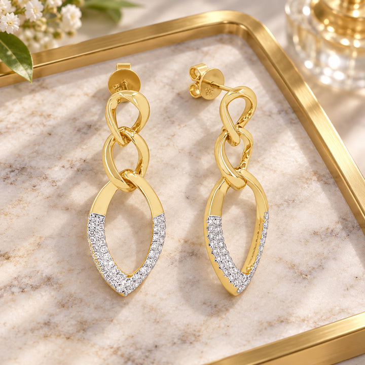 E1517 - 14K Yellow Gold Diamond Drop Earrings