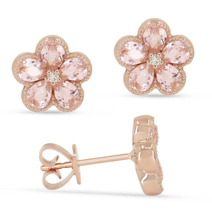 Madison L 14K Rose Gold Created Morganite Flower Stud Earrings - style E1518CMGP