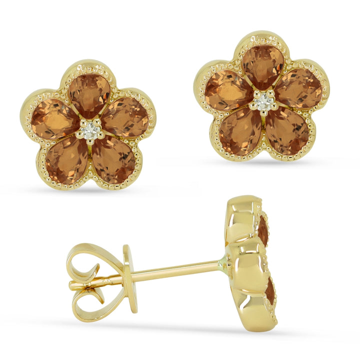Madison L 14K Yellow Gold Citrine Flower Stud Earrings - style E1518CTY