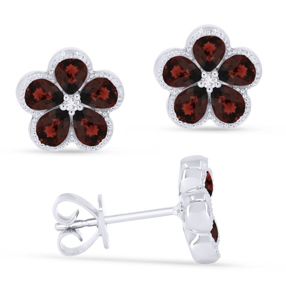 Madison L 14K Yellow Gold Garnet Flower Stud Earrings - style E1518GAY