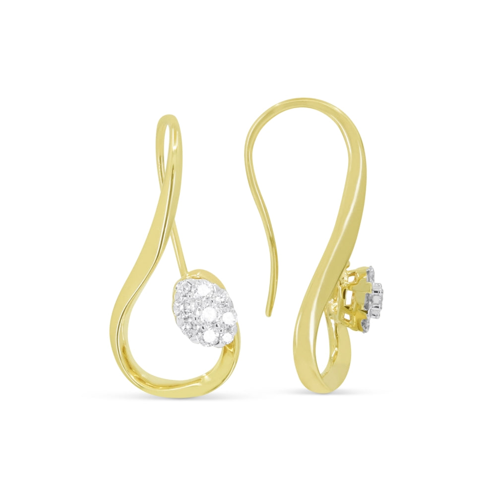 E1521 - 14K Yellow Gold Diamond Drop Earrings