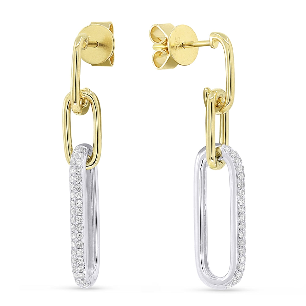 Madison L 14K Two Tone Gold Diamond Paperclip Drop Earrings - style E1522WY