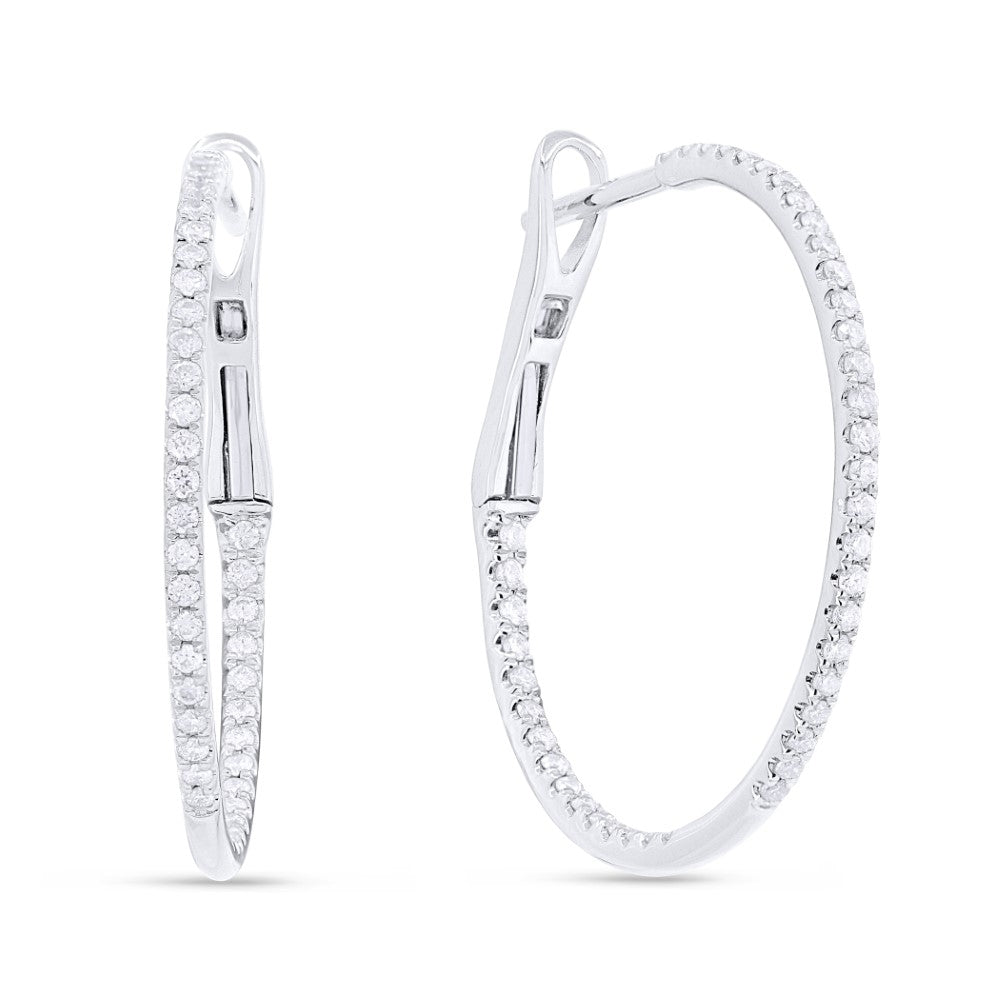 Madison L 14K White Gold Diamond In & Out Hoop Earrings - style E1532W-0.50CT