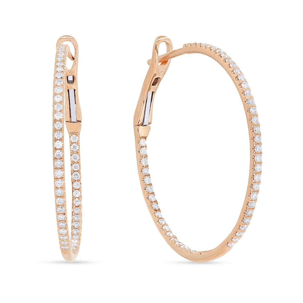 Madison L 14K Rose Gold Diamond In & Out Hoop Earrings - style E1534P-0.50CT
