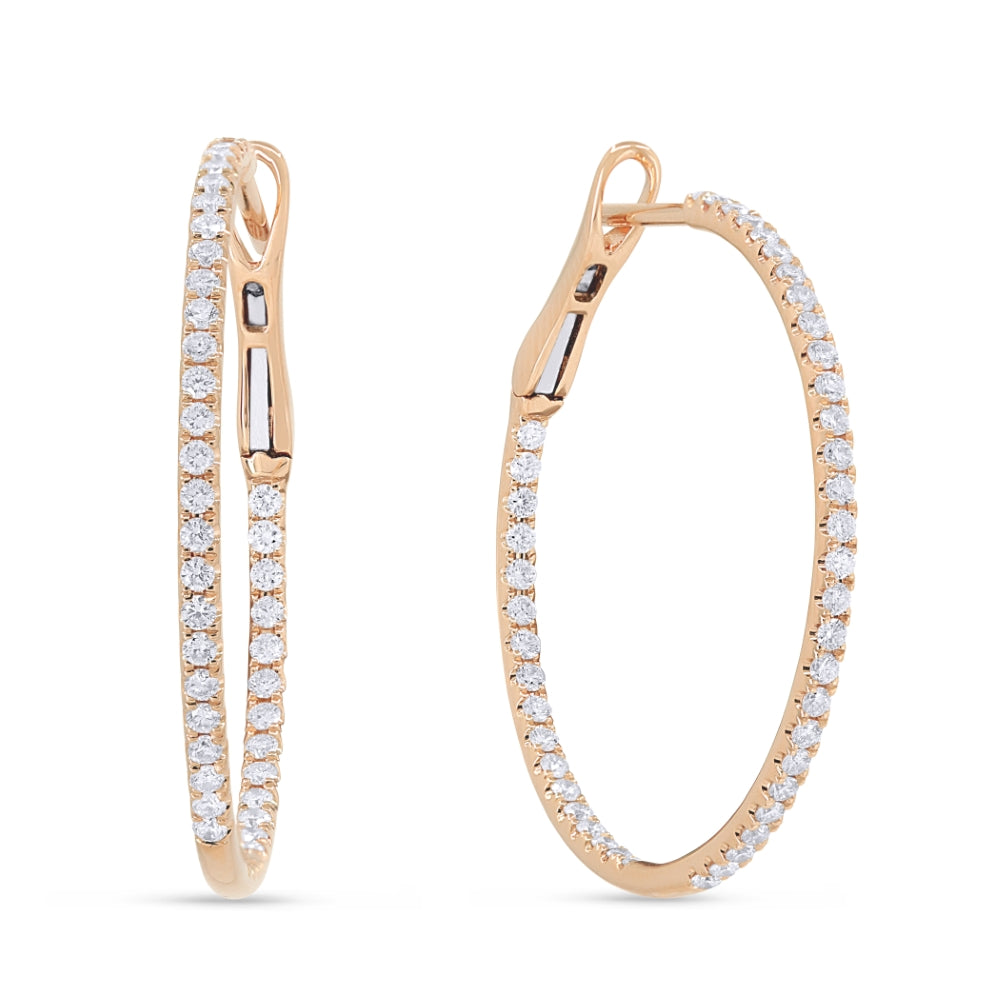 Madison L 14K Rose Gold Diamond In & Out Hoop Earrings - style E1534P-0.75CT