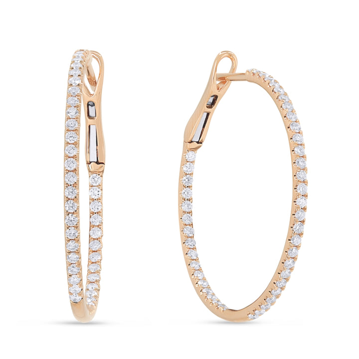 Madison L 14K Rose Gold Diamond In & Out Hoop Earrings - style E1534P-0.75CT