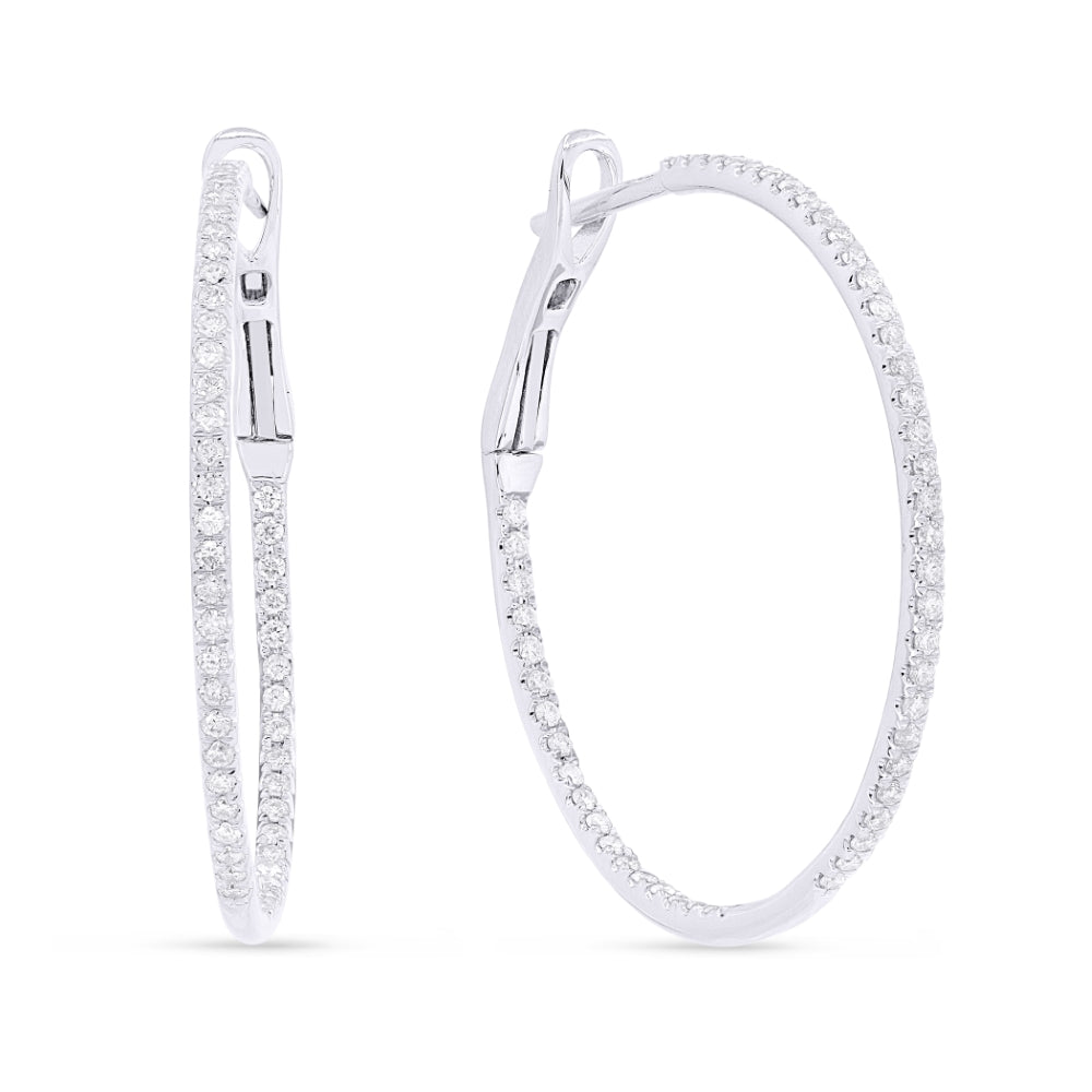 Madison L 14K White Gold Diamond In & Out Hoop Earrings - style E1534W-0.50CT