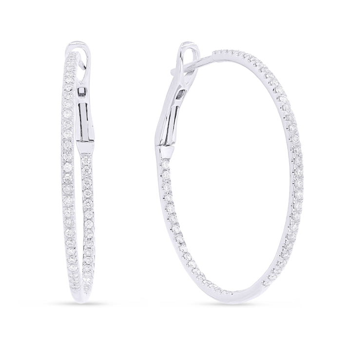 Madison L 14K White Gold Diamond In & Out Hoop Earrings - style E1534W-0.50CT