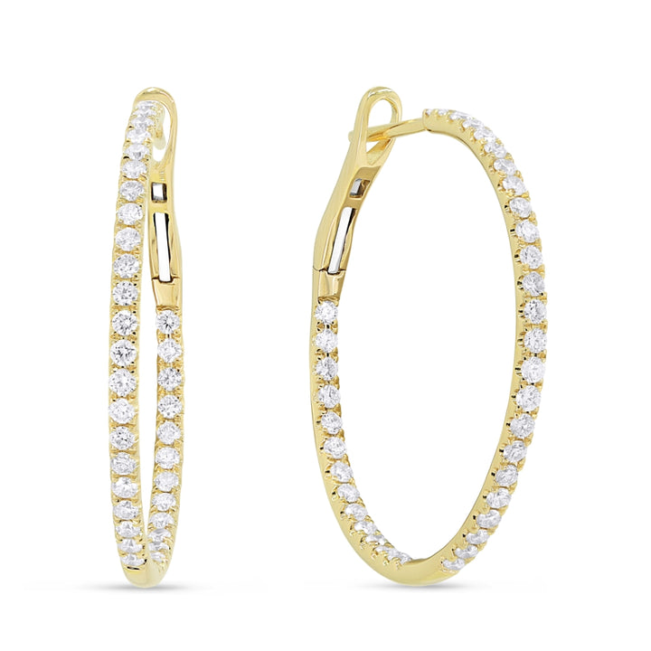 Madison L 14K Yellow Gold Diamond In & Out Hoop Earrings - style E1534Y-1.00CT