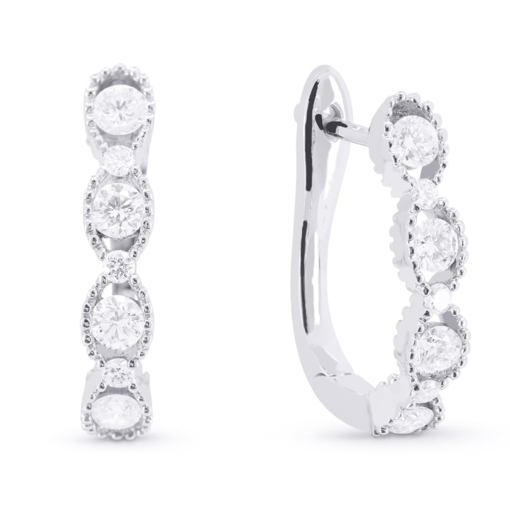 Madison L 14K White Gold Diamond Huggie Hoop Earrings - style E1537W