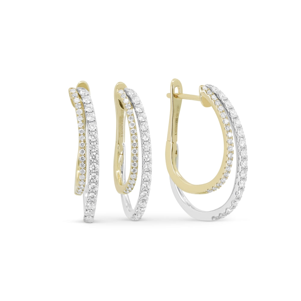 Madison L 14K Two Tone Gold Diamond Hoop Earrings - style E1540WY