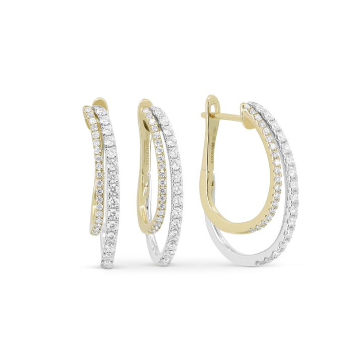 Madison L 14K Two Tone Gold Diamond Hoop Earrings - style E1540WY