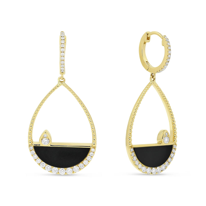 Madison L 14K Yellow Gold Black Onyx Pear Drop Earrings - style E1542BOY