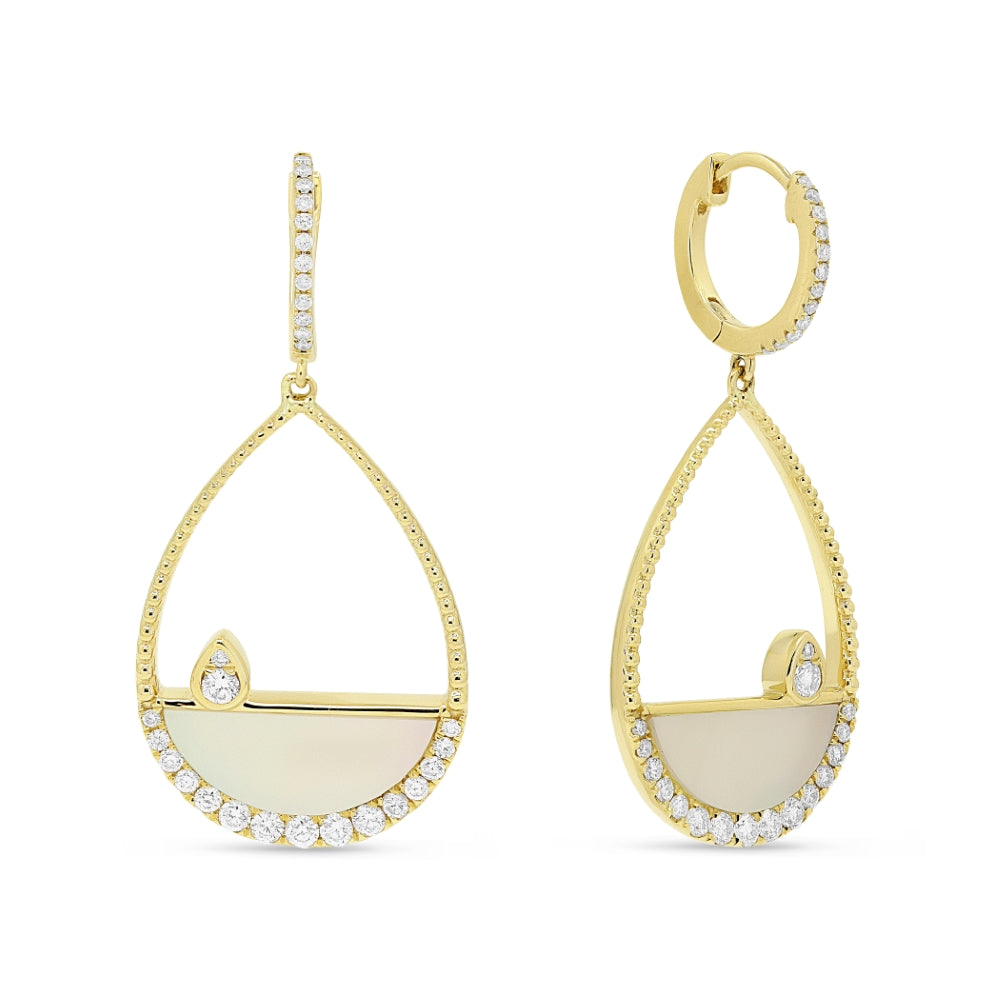 Madison L 14K Yellow Gold Mother of Pearl Pear Drop Earrings - style E1542MOPY
