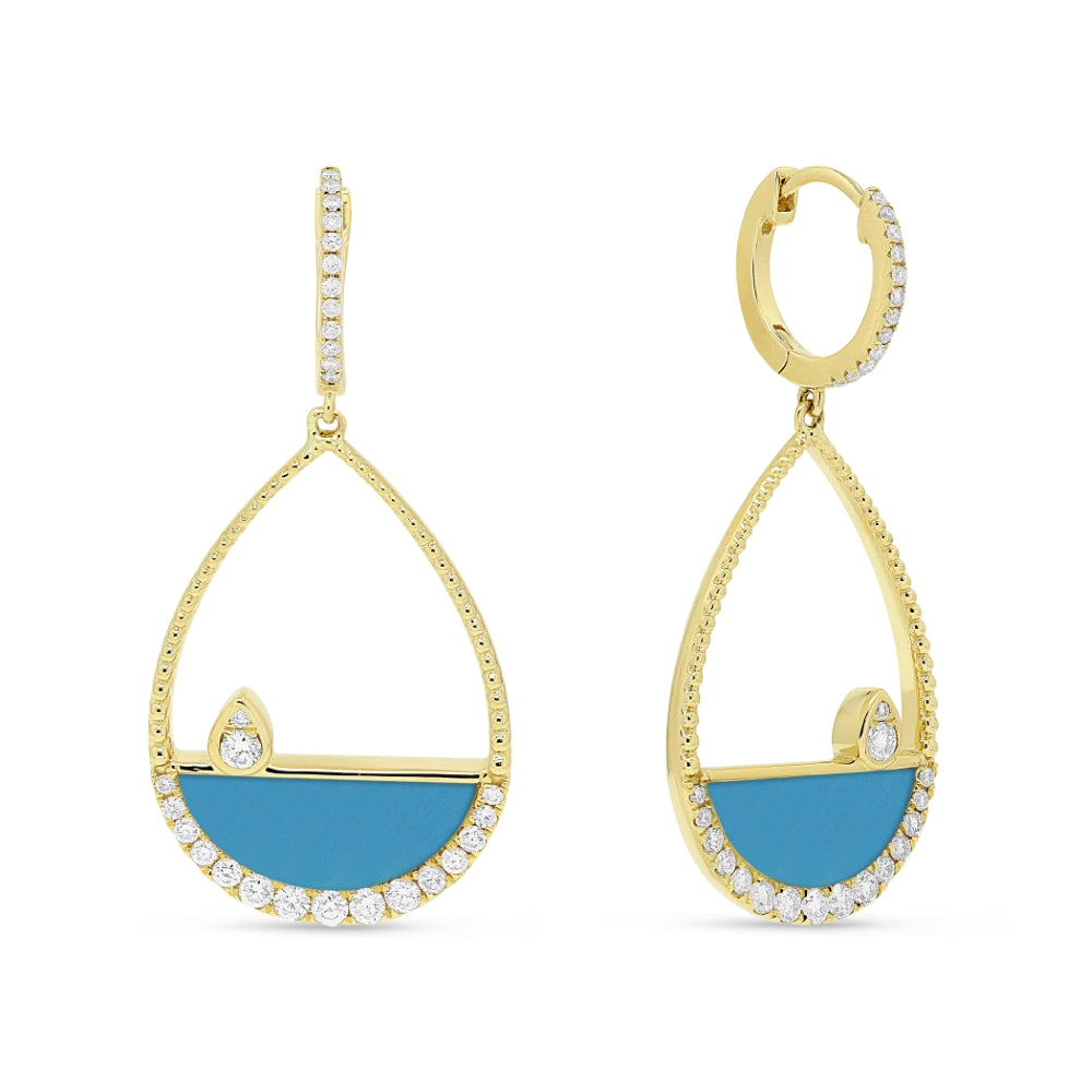 Madison L 14K Yellow Gold Turquoise Pear Drop Earrings - style E1542TQY