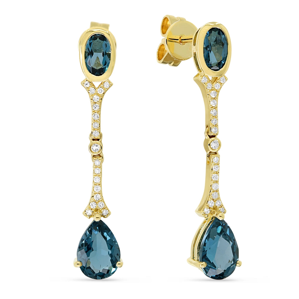 Madison L 14K Yellow Gold London Blue Topaz Pear Drop Earrings - style E1552LBTY