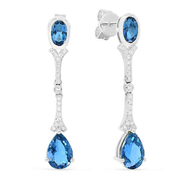 Madison L 14K White Gold Swiss Blue Topaz Pear Drop Earrings - style E1552SWBTW