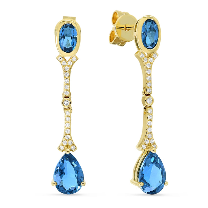 Madison L 14K Yellow Gold Swiss Blue Topaz Pear Drop Earrings - style E1552SWBTY