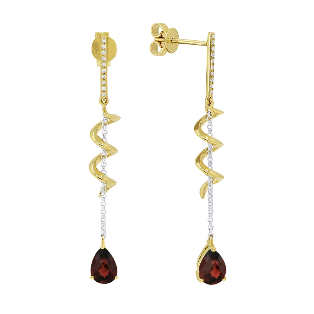 Madison L 14K Two Tone Gold Garnet Cocktail Drop Earrings - style E1560GAWY