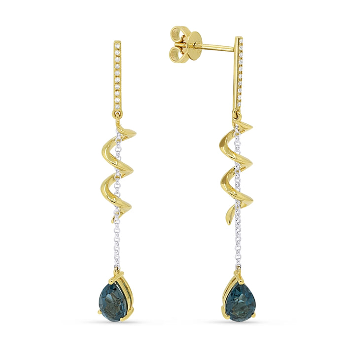 Madison L 14K Two Tone Gold London Blue Topaz Cocktail Drop Earrings - style E1560LBTWY