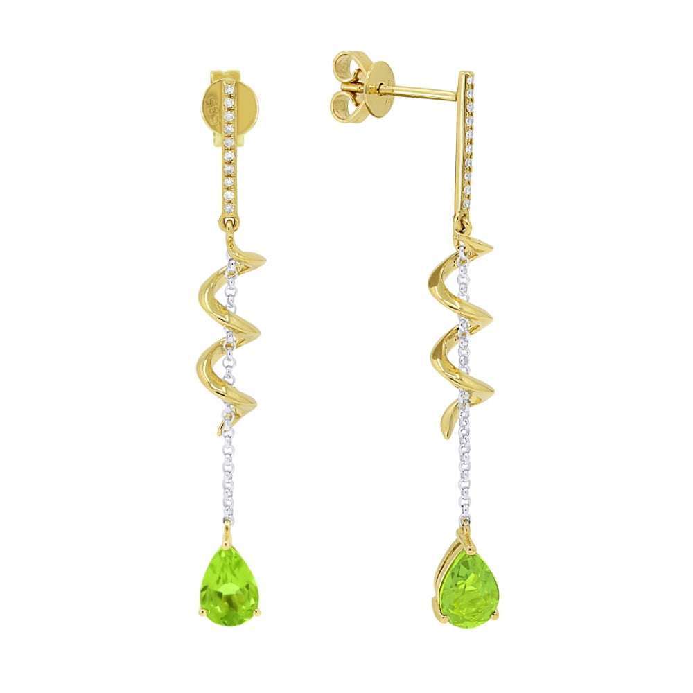 Madison L 14K Two Tone Gold Peridot Cocktail Drop Earrings - style E1560PRWY