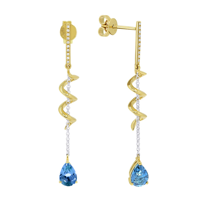 Madison L 14K Two Tone Gold Swiss Blue Topaz Cocktail Drop Earrings - style E1560SWBTWY
