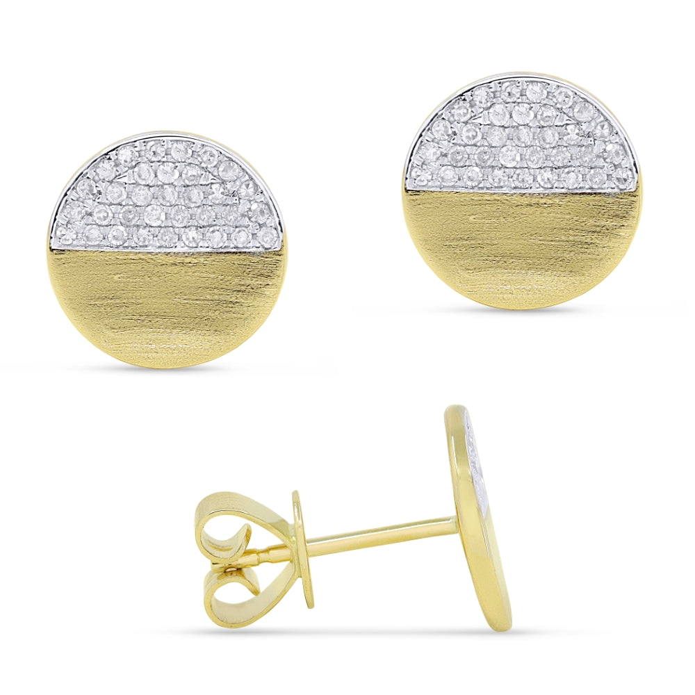 Madison L 14K Yellow Gold Diamond Round Stud Earrings - style E1572Y
