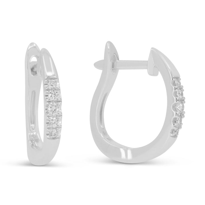Madison L 14K White Gold Diamond Huggie Hoop Earrings - style E1593W