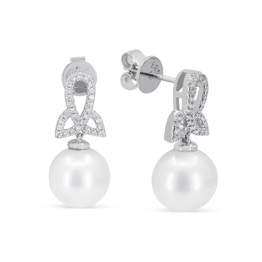 Madison L 14K White Gold Pearl Drop Earrings - style E1603PEW