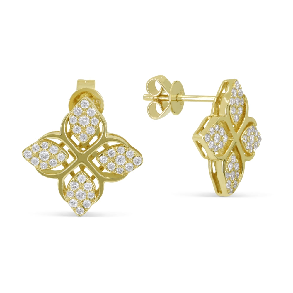 Madison L 14K Yellow Gold Diamond Flower Stud Earrings - style E1622Y