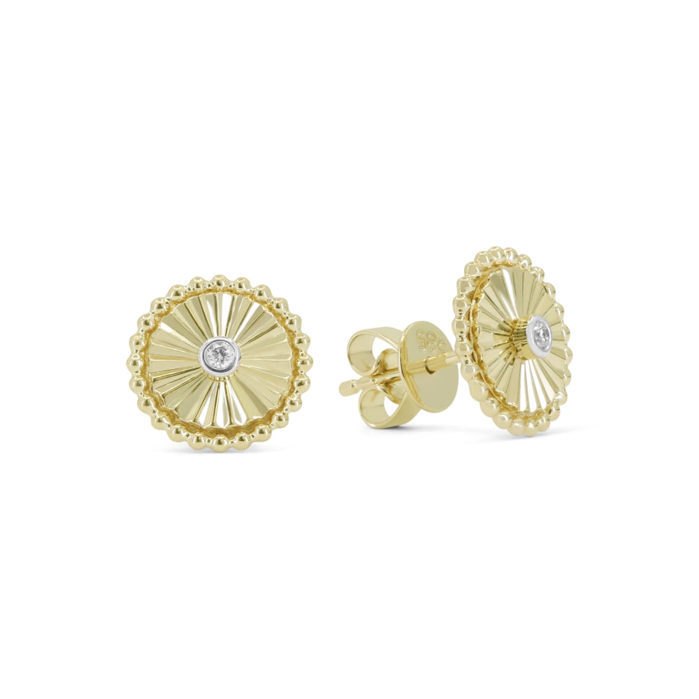 Madison L 14K Yellow Gold Diamond Round Stud Earrings - style E1629Y