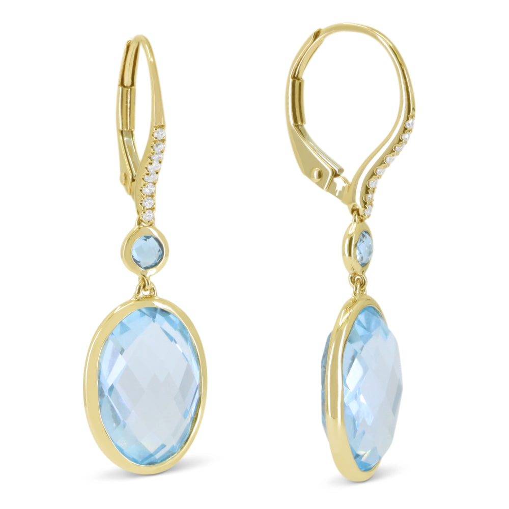 Madison L 14K Yellow Gold Blue Topaz Drop Earrings - style E1643BTY