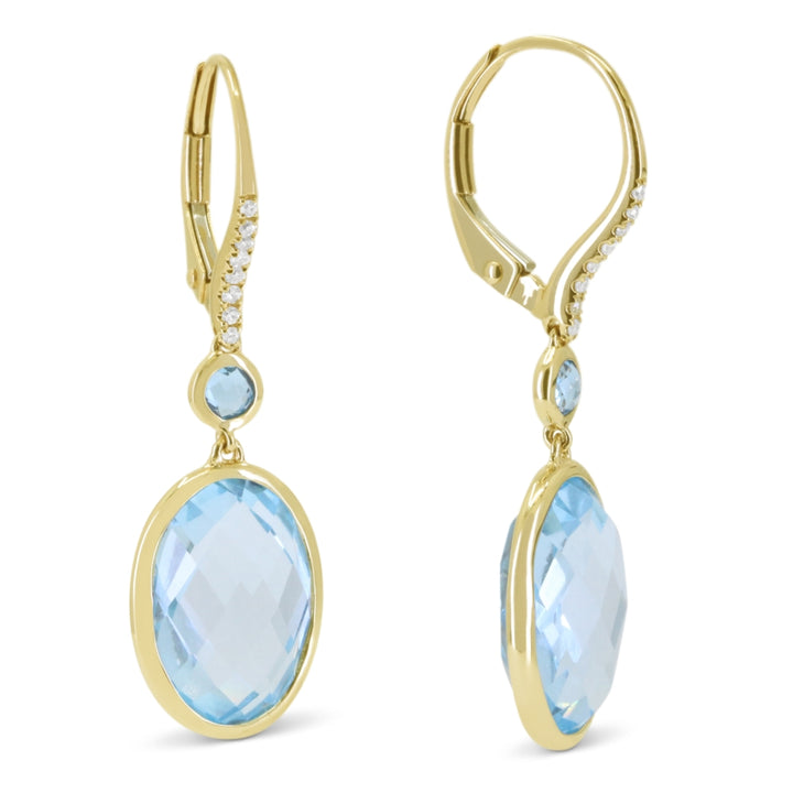 Madison L 14K Yellow Gold Blue Topaz Drop Earrings - style E1643BTY
