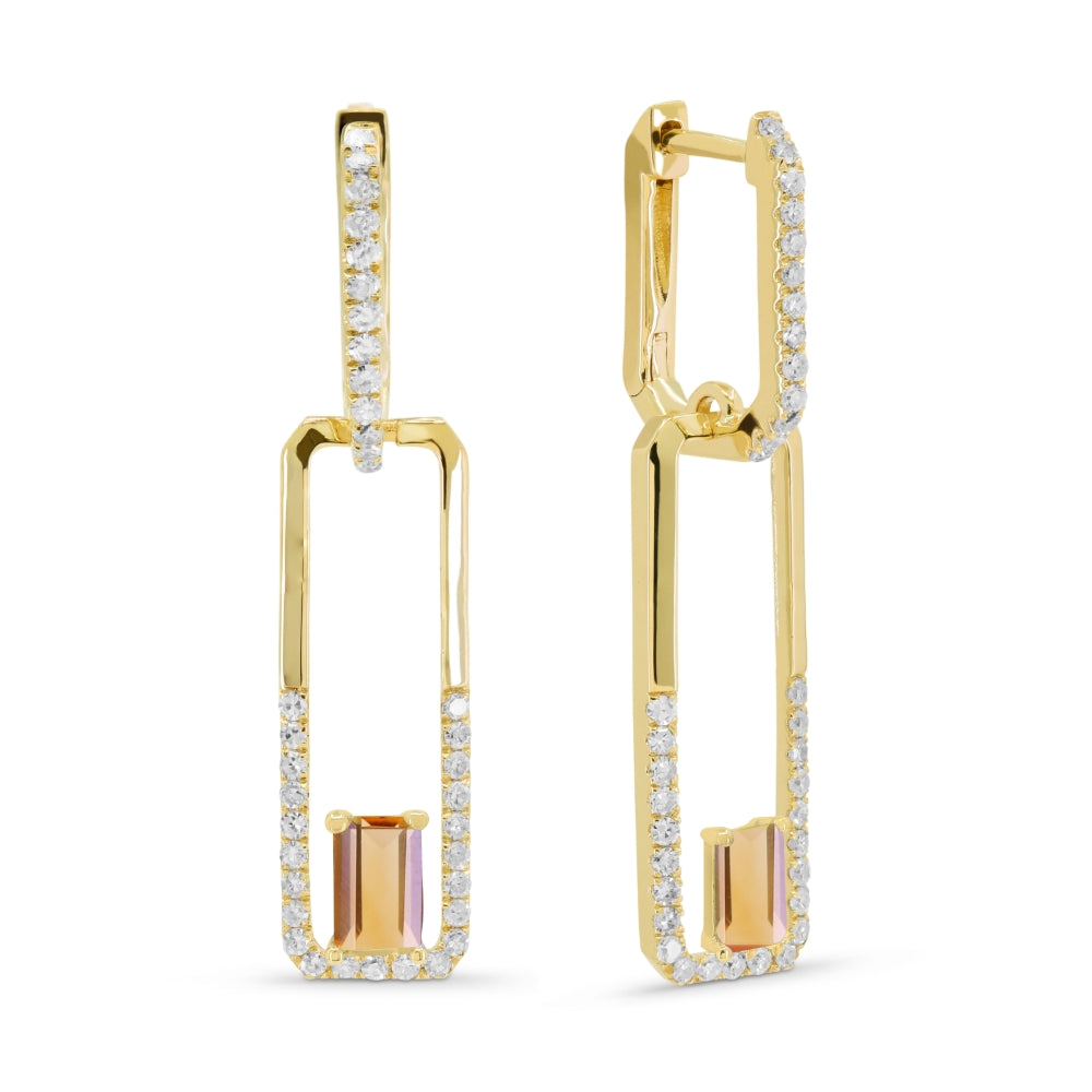 Madison L 14K Yellow Gold Citrine Paperclip Drop Earrings - style E1651CTY
