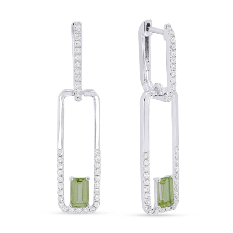 Madison L 14K White Gold Peridot Paperclip Drop Earrings - style E1651PRW