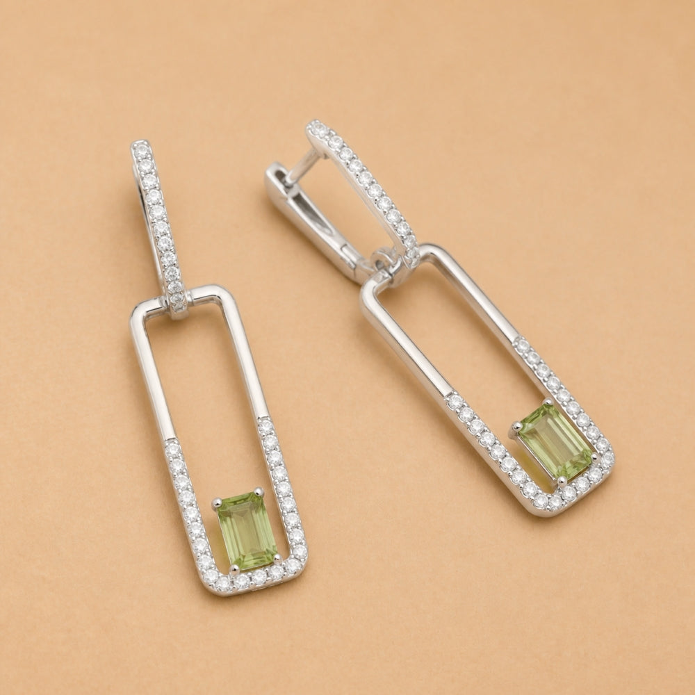 E1651 - 14K Gold Citrine, Garnet & Peridot Paperclip Drop Earrings