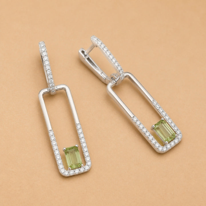 E1651 - 14K Gold Citrine, Garnet & Peridot Paperclip Drop Earrings