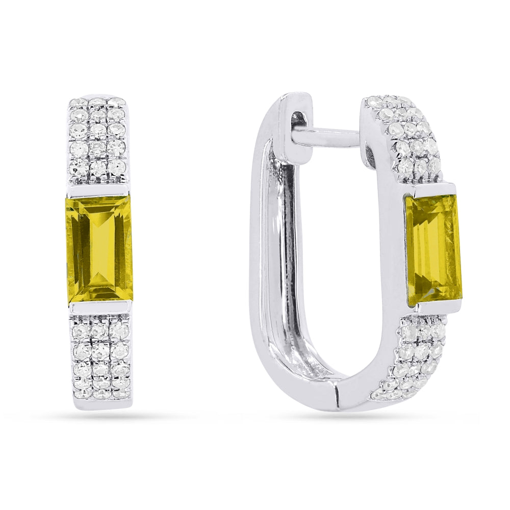 Madison L 14K White Gold Citrine Paperclip Hoop Earrings - style E1652CTW