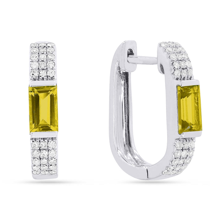 Madison L 14K White Gold Citrine Paperclip Hoop Earrings - style E1652CTW