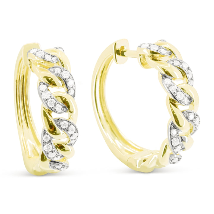 Madison L 14K Yellow Gold Diamond Paperclip Hoop Earrings - style E1660Y