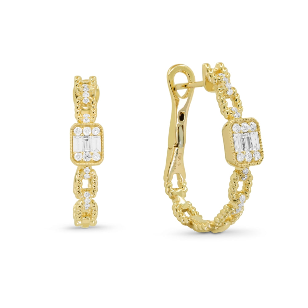 Madison L 14K Yellow Gold Diamond Paperclip Hoop Earrings - style E1680Y